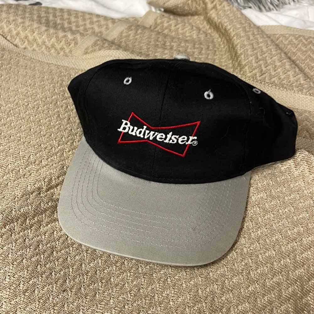 Vintage Budweiser Bud Light Racing Snapback Hat 90s Black